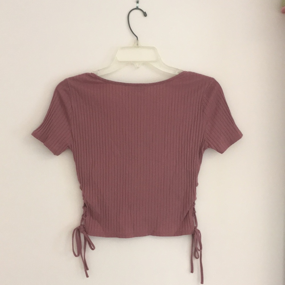 Dusty pink short sleeve crop top - Picture 3 of 3